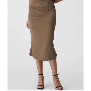 Ruched mermaid midi skirt